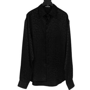 Dior Mens Leopard Print Button Down Shirt IT Size 40 Black Triacetate Rayon